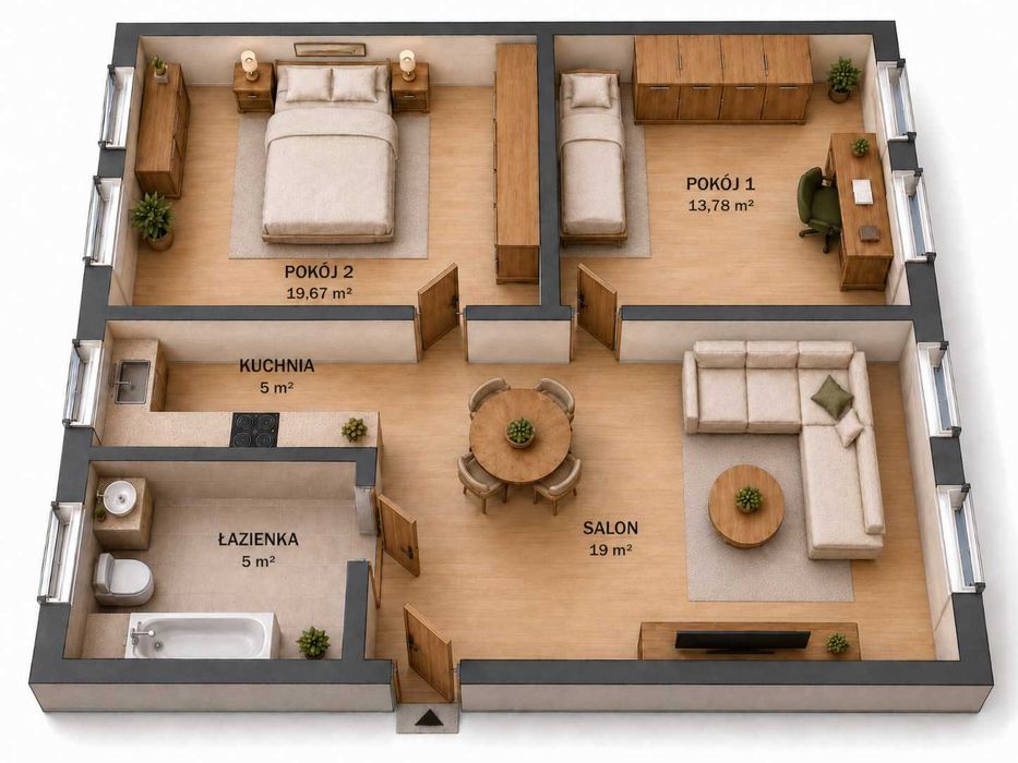 Mieszkanie 62,43m2 z widokiem na park + GARAŻ 19,6m2 + komórki 16,25m2