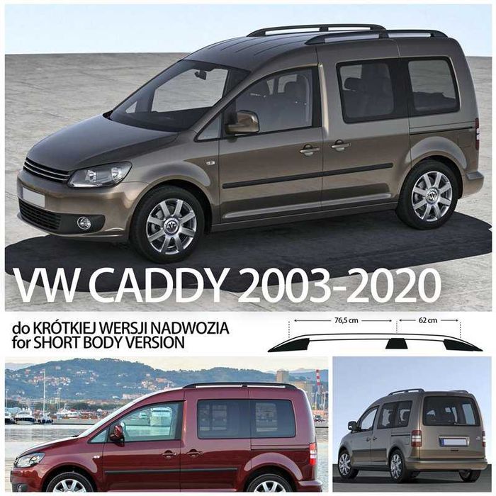 Relingi dachowe Volkswagen Caddy SHORT belki na dach 2 WZORY