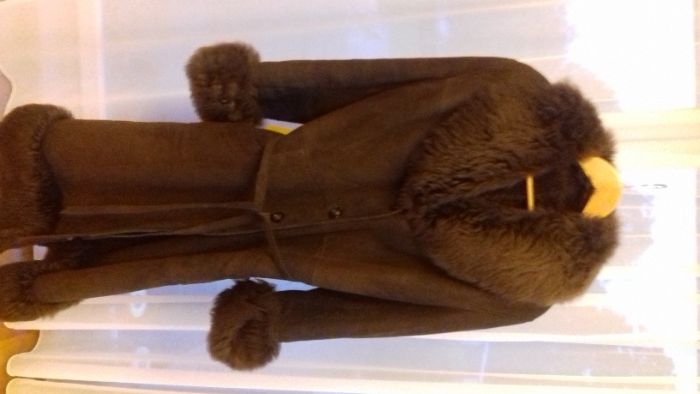 Kożuch brązowy z futerkiem