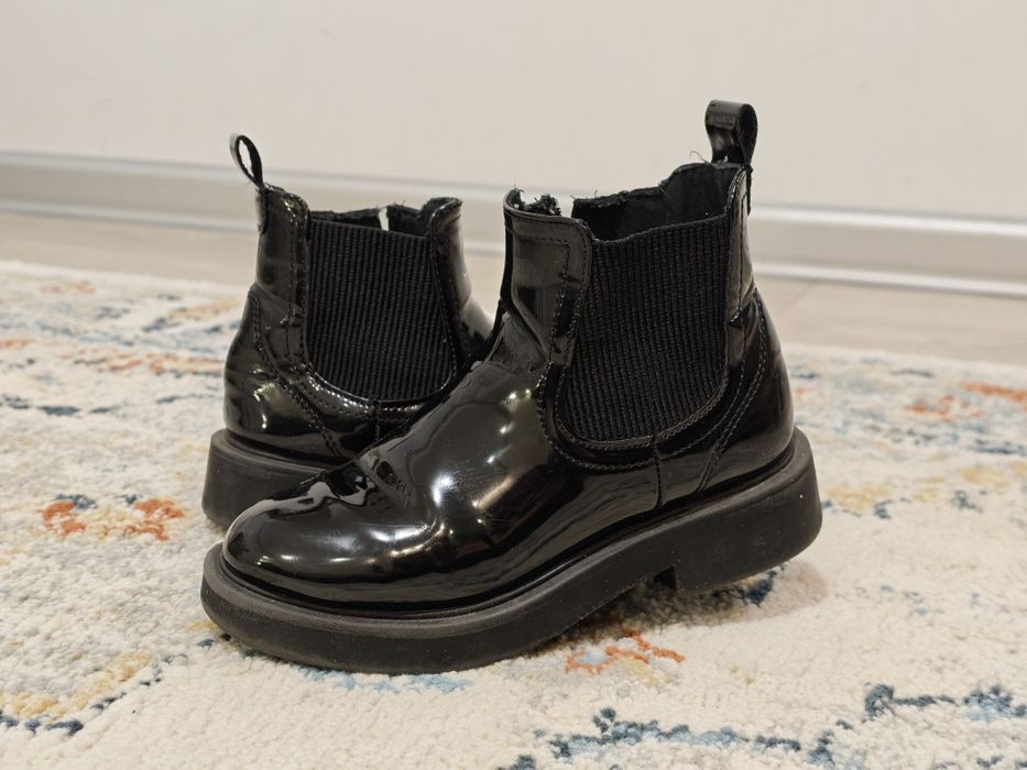Zara 29 Botki jesienno zimowe buty dziewczęce lakierowane czarne kozak
