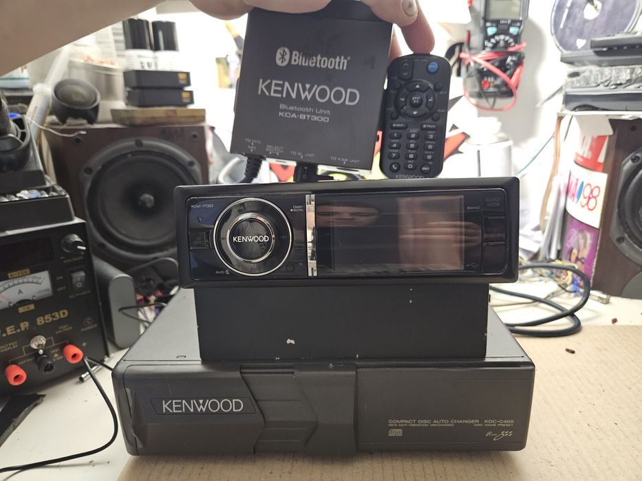 Kenwood KIV-700 + Bluetooth KCA-BT300+ zmieniarka +pilot 3xRCA po 4v DSP czasówki