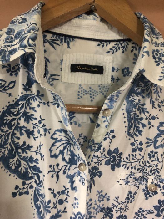 Koszula w niebieskie kwiaty massimo dutti m l