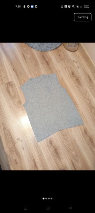 Męska szara koszulka bez rękawów z nadrukiem