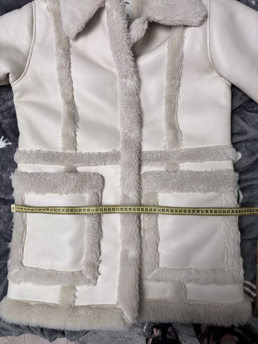 Тепла біла жіноча дублянка/дубльонка/пуховик/шуба /куртка