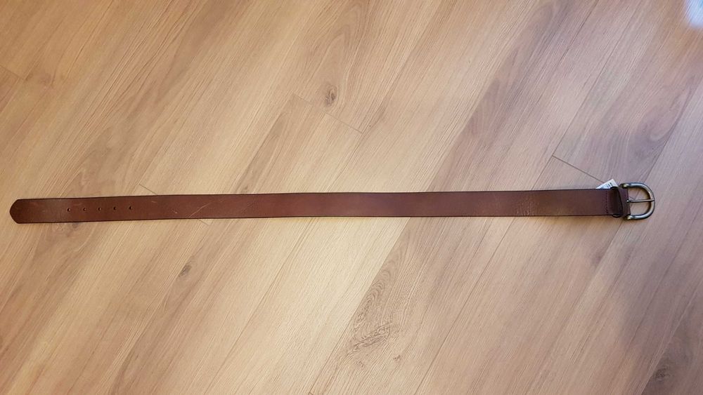 Nowy skórzany pasek do spodni dł. 100 cm brązowy włoska skóra old navy