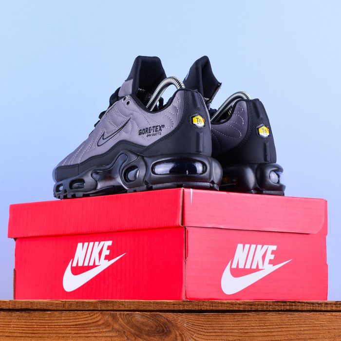 (2190) Термо Зимові Чоловічі Кросівки Nike Air Max TN сірі з чорним