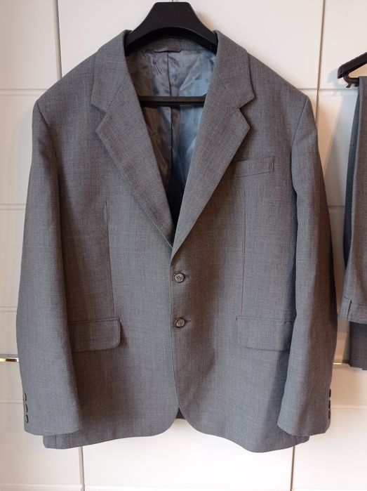 Szary komplet garnitur marynarka spodnie garniturowe XL elegancki frak