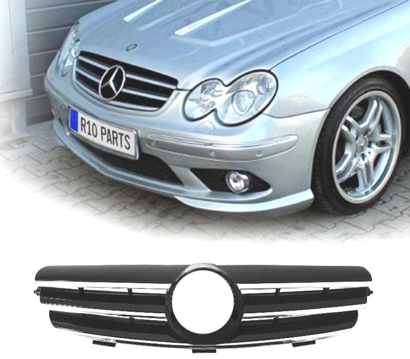 GRELHA FRONTAL MERCEDES CLK W209 02- LOOK SPORT PRETO CROMADO