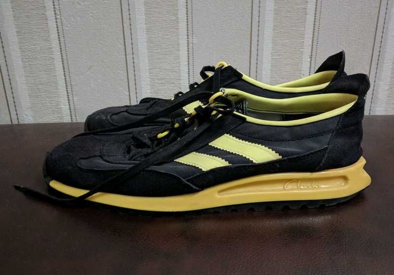 Стильные салатово-чёрные кеды Clarks с твердой подошвой, 43 размер.