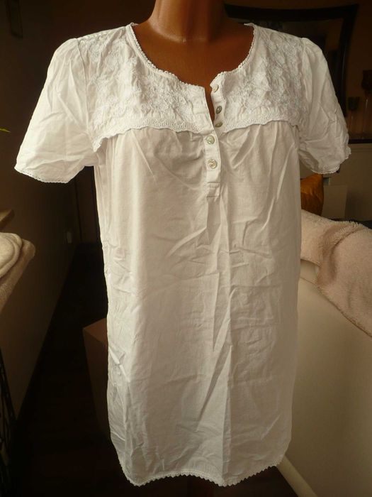 koszulka nocna bawełniana haftowana S/M