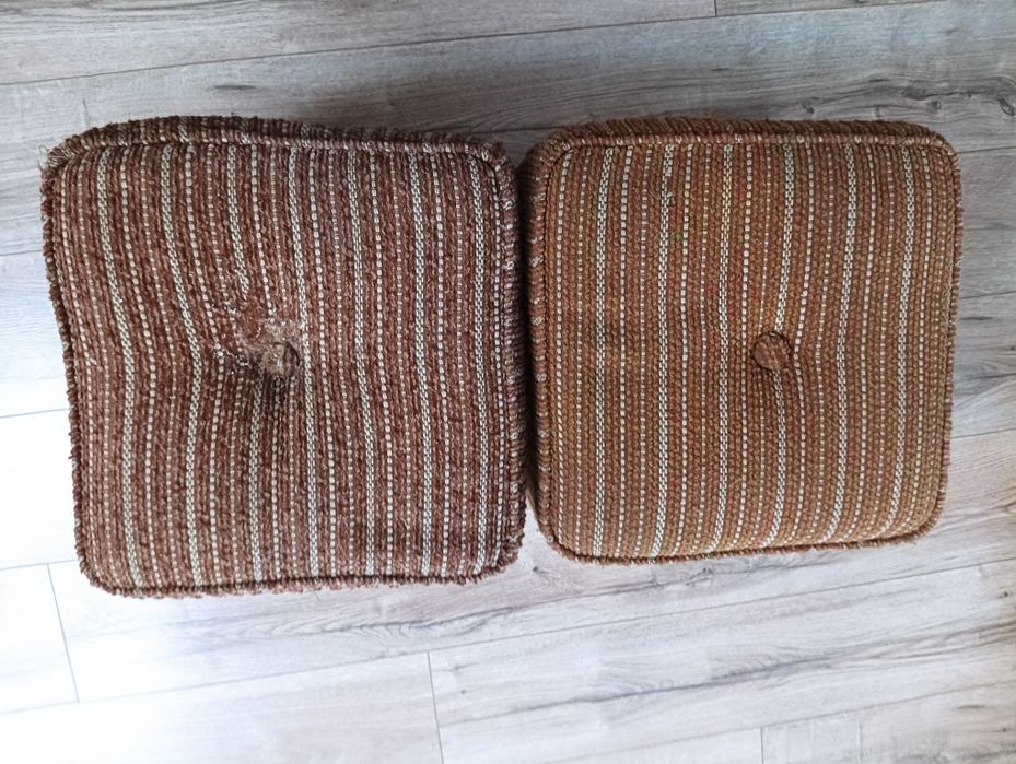 Vintage pufa brązowa otwierana PRL 1980 2 sztuki