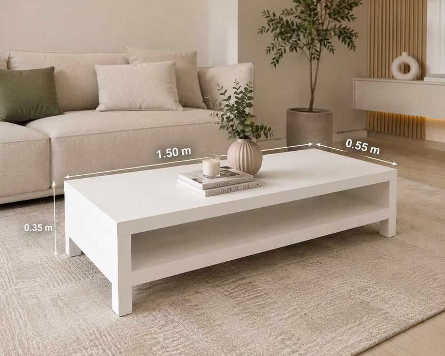 Mesa de Centro Branca com Prateleira