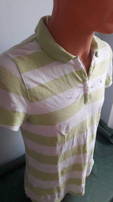 Koszulka polo damska Tommy Hilfiger biało zielona