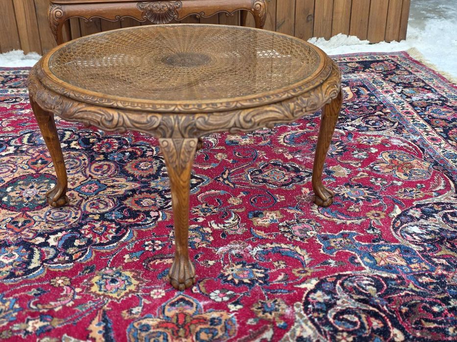 Ława Chippendale z rattanem i szybą #2430 Stylowy Węgrów