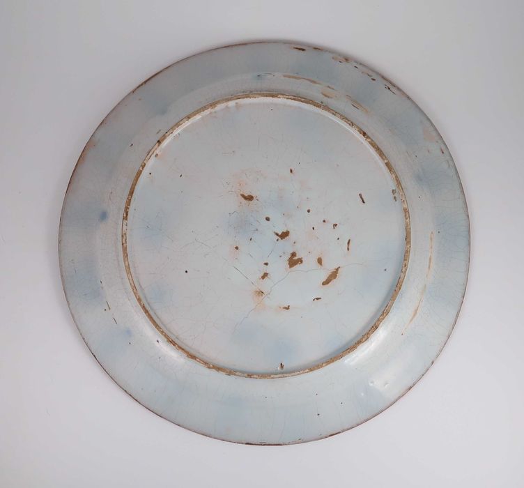 Prato faiança Séc. XIX - Bandeira / Fervença - 34 cm