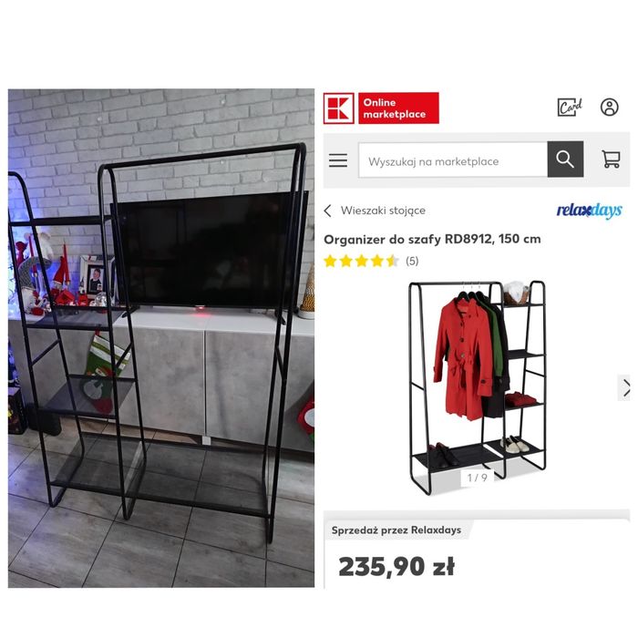 Wieszak otwarta szafa na ubrania buty z polkami
