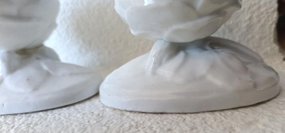 Par paliteiros rosa porcelana Vista Alegre azul 1870.1880