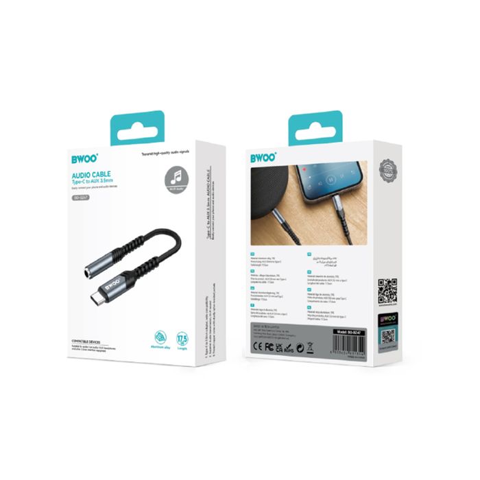 BWOO adapter AUX 3.5mm - USB-C czarny BZ47