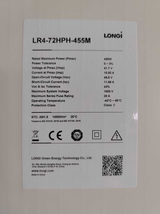 Panele fotowoltaiczne 340W  450Watt  Longi Risen