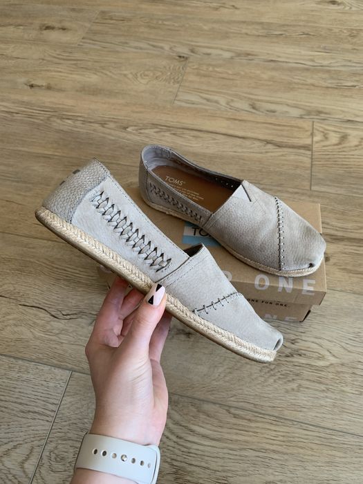 Szare skórzane espadryle rozmiar 36,5 Toms Drizzle Grey Nubuck Classic