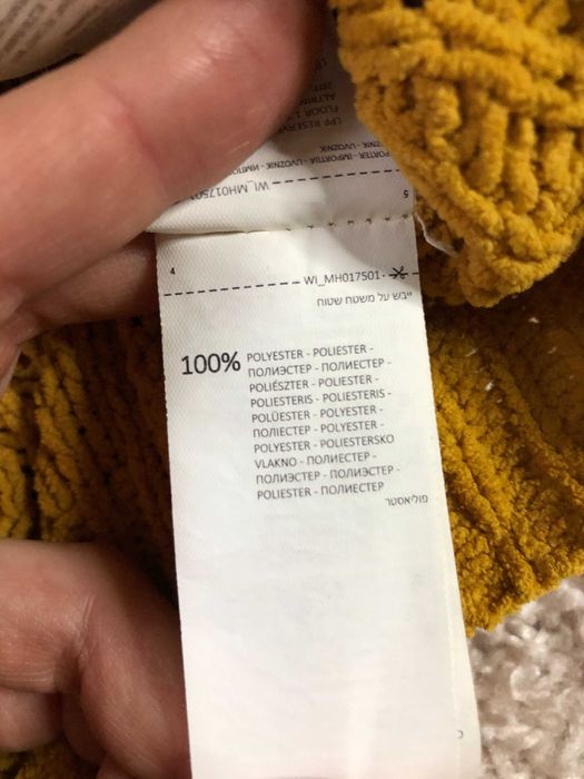 Sweter golf Mohito S musztardowy welurowy warkocze jesienny