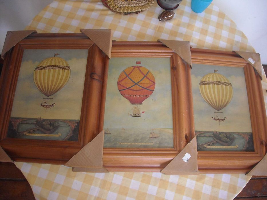 Quadros gravuras antigas balao ar quente - novo