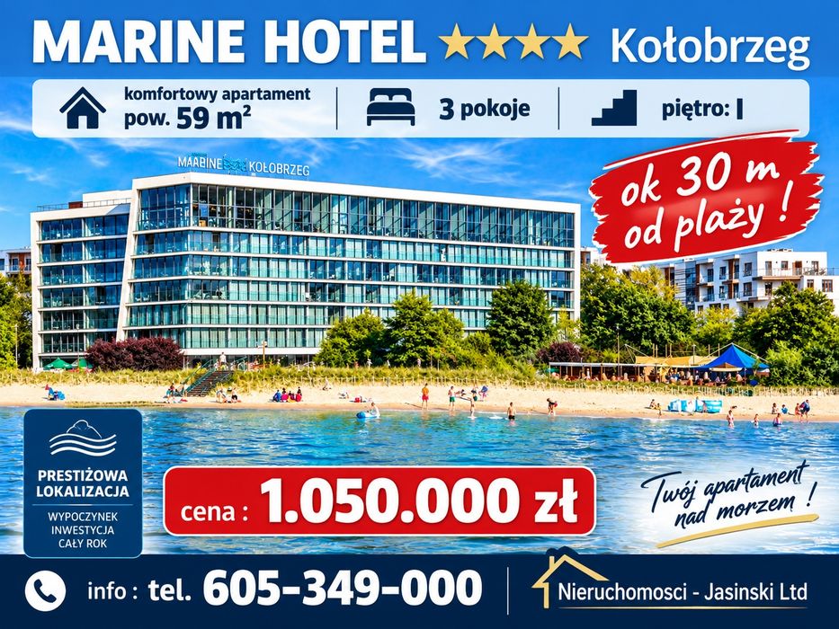 komfortowy 3-pokojowy apartament (ok 30 m od plaży) Kołobrzeg