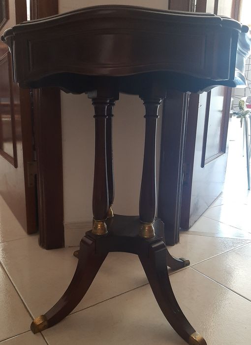mesa apoio madeira maciça nogueira latão