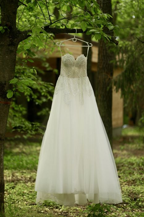 Весільна сукня зі зйомними рукавами/ корсетна весільна сукня