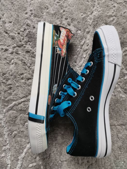 Trampki czarne z niebieskim