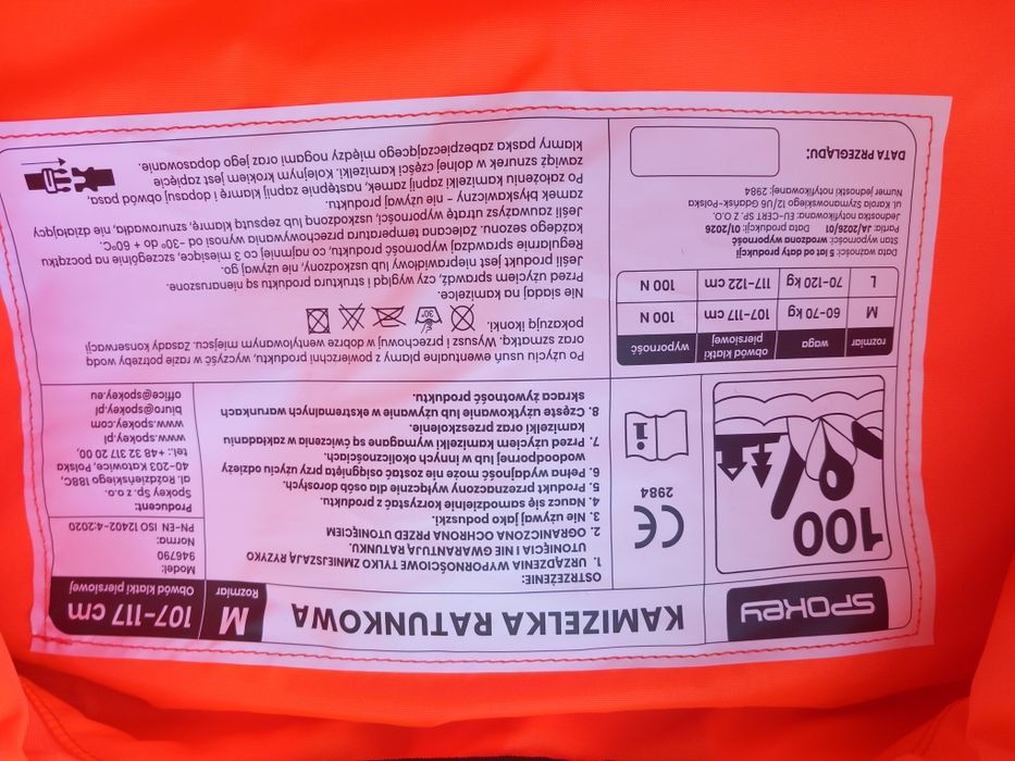 Kapok Kamizelka Ratunkowa Żeglarska Spokey  rozmiar.M