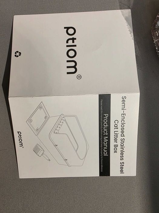 PTLOM duża kuweta dla kotów metalowa + akcesoria, 60x40x20+20cm