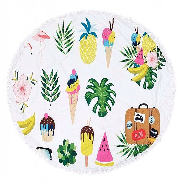Ręcznik Koc Plażowy 150 cm Okrągły Mikrofibra BOHO