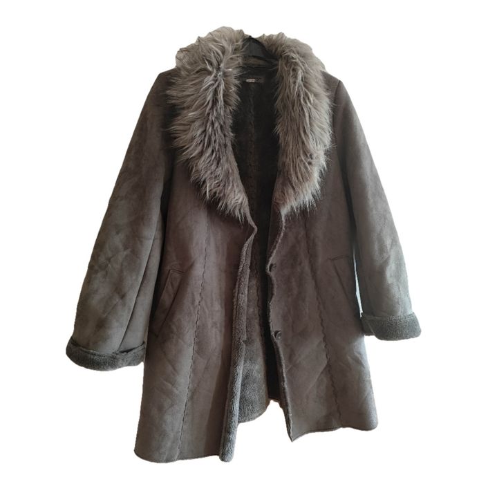 Kożuch damski z futerkiem spring winter jacket Eco faux fur coat luxur