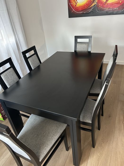 Conjunto de mesa de jantar extensivel e cadeiras