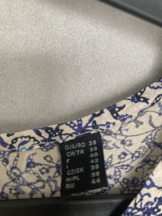 Tunika niebieska w kwiaty, rękaw ¾, Tchibo, rozm 38