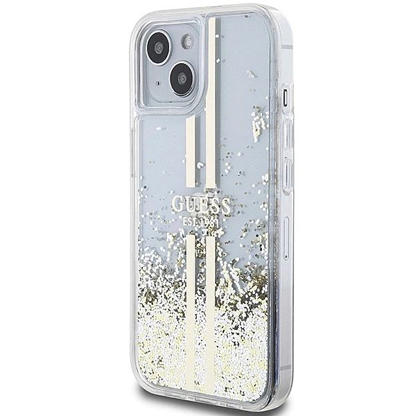 Etui Guess Liquid Glitter Gold Stripes na iPhone 15 Plus / 14 Plus - p