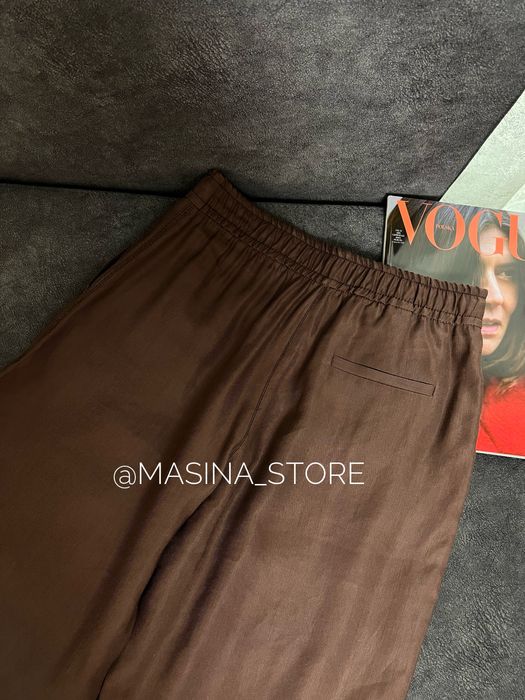 Нові брюки штани Zara S широкі льон коричневі оригінал Зара шоколадні