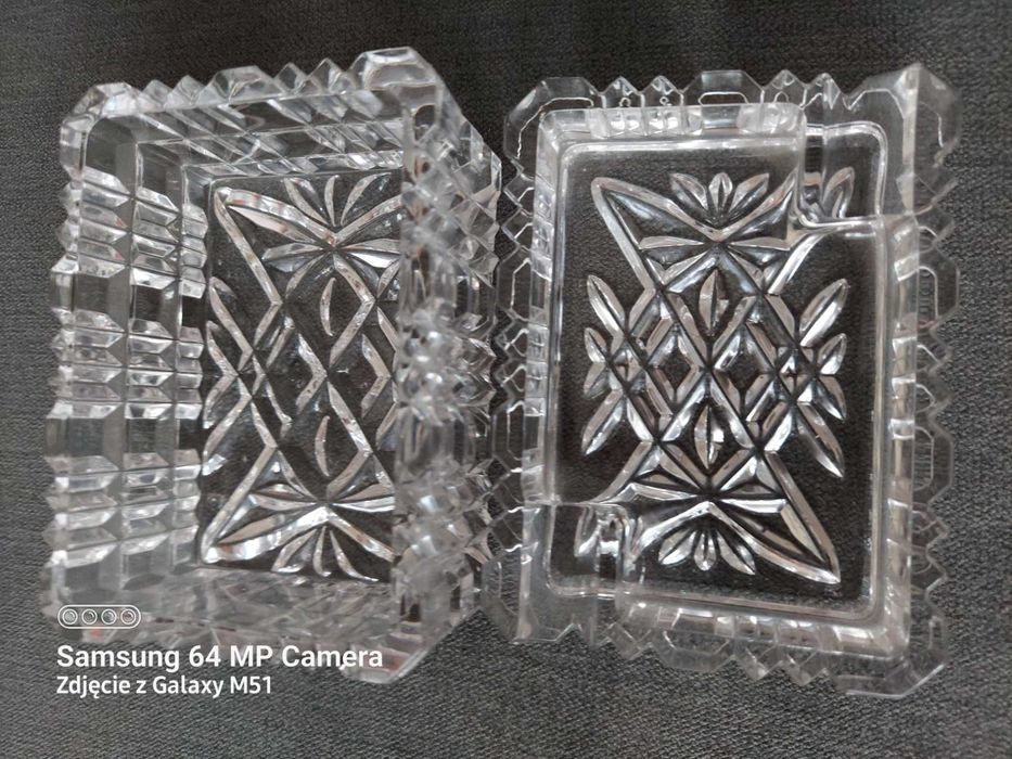 Papierośnico-popielniczka PRL,kryształ