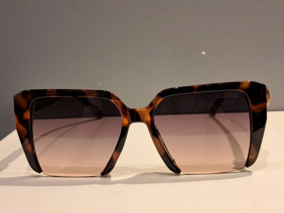 LOEWE panterkowe duże nowe okulary przeciwsłoneczne złote logo