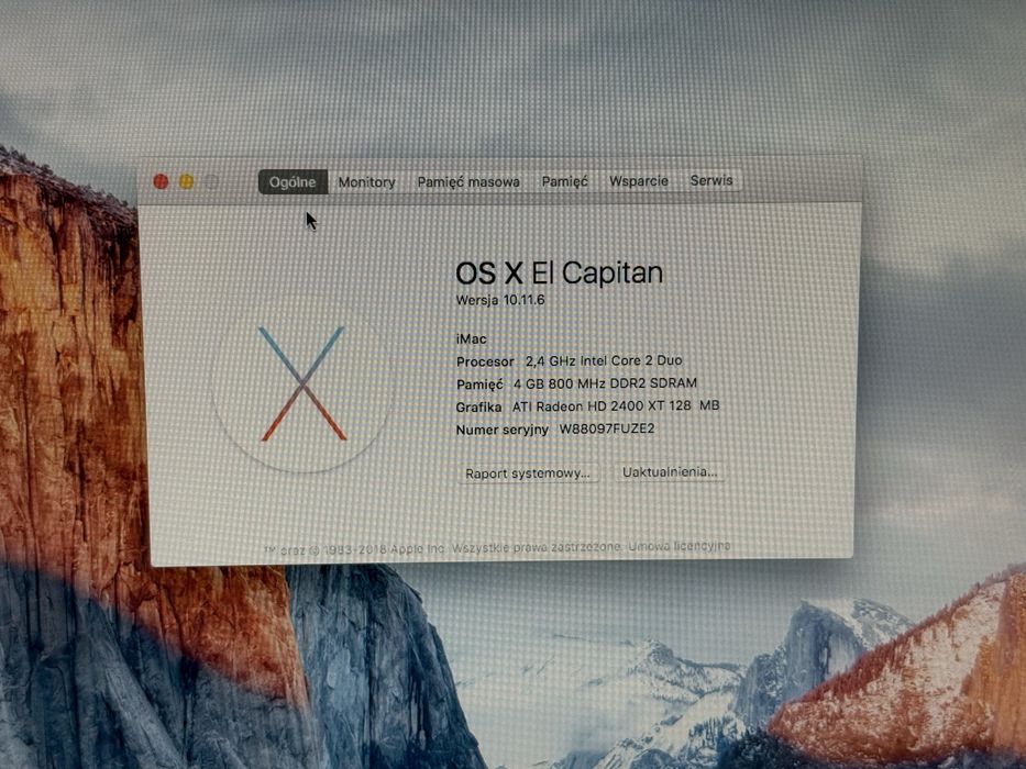 Komputer Apple Imac 20 Cali Sprawny