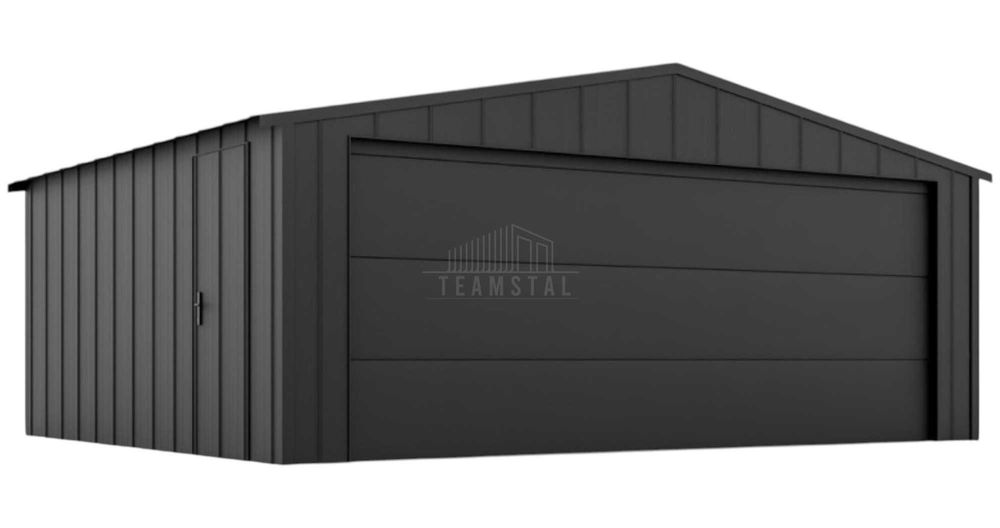 Garaż blaszany 6x4 brama segmentowa drzwi blacha na rąbek dach TS1088