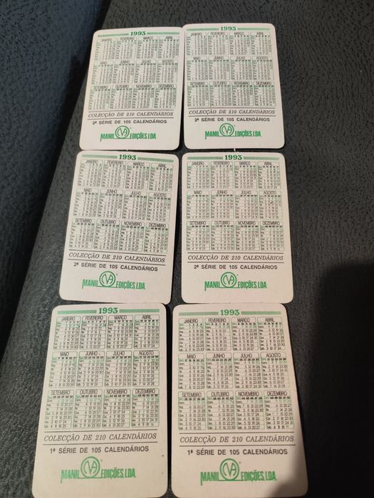 Conjunto de 6 calendários da Manil Edições