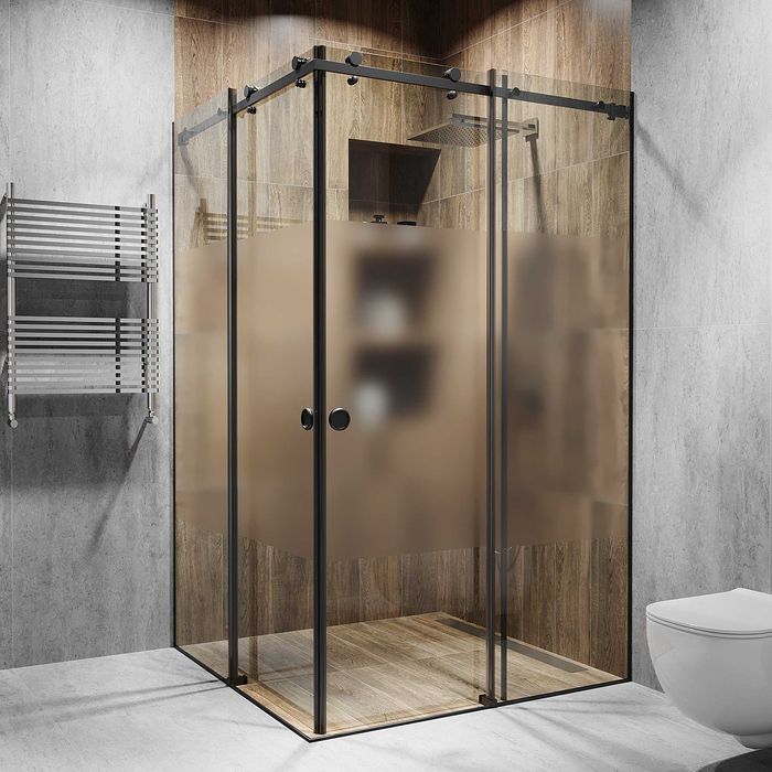 Кутова розсувна душова кабіна під замовлення|Скло+ фурнітура в кольорі