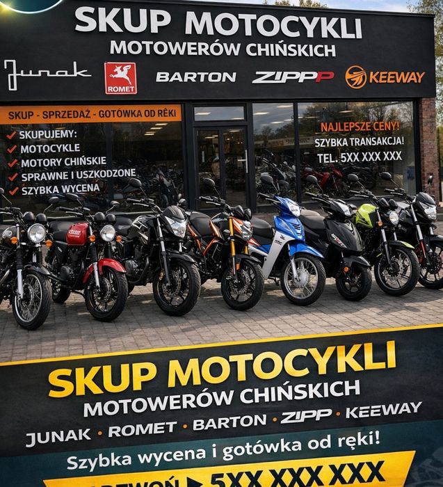 Skup chińskich  skuterów quadów  motocykli  motorowerów przyjedziemy !