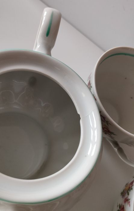 Porcelana Bogucice zestaw do herbaty filiżanki dzbanek cukiernica kawy