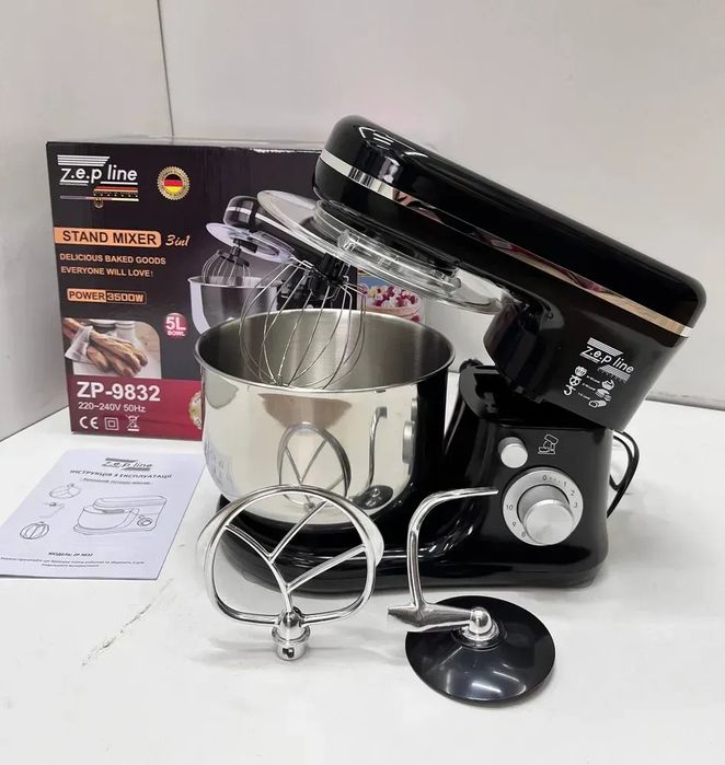 Кухонний тістоміс міксер 3в1 на 3500Вт 5літрів Zepline ZP-9832