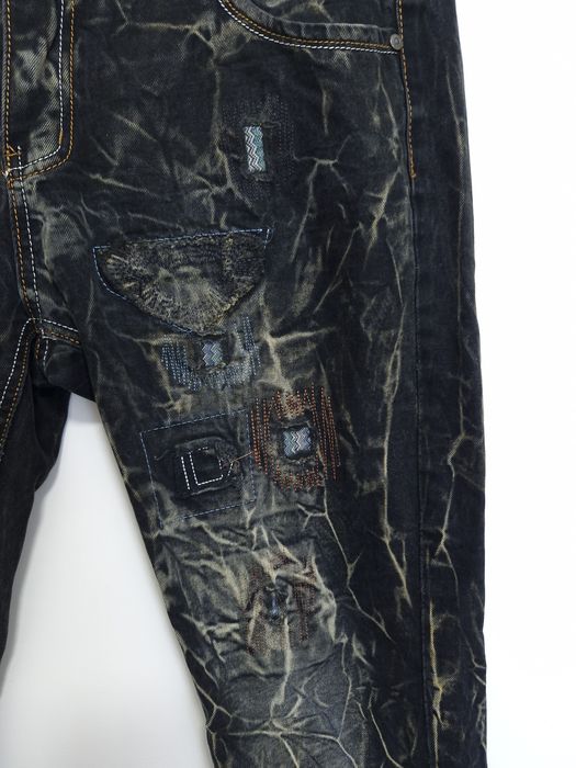 Spodnie jeansowe streetwear handmade custom postarzane L XL