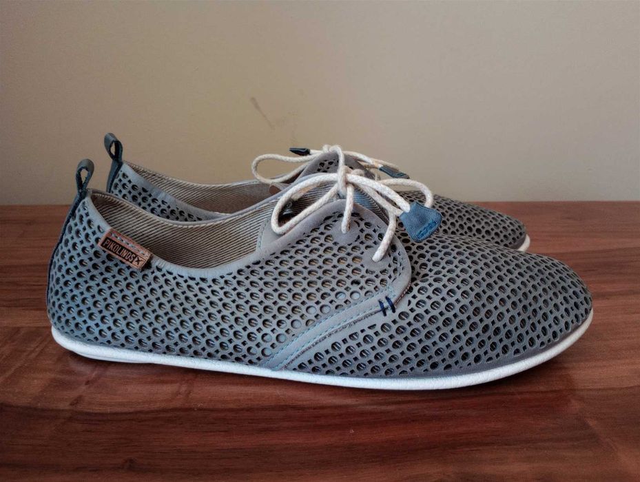 PIKOLINOS - szare ażurowe buty skórzane - rozm. 39