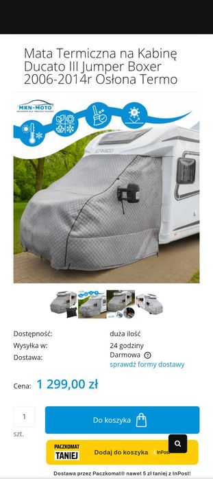 Mata termiczna na przod kampera zimowa ducato 06-14